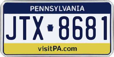 PA license plate JTX8681