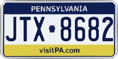 PA license plate JTX8682