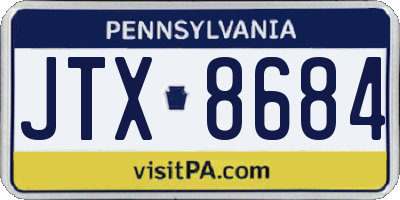 PA license plate JTX8684