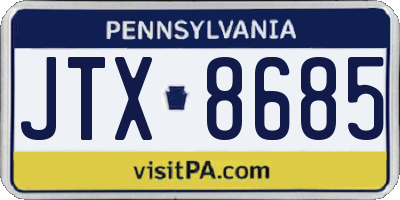 PA license plate JTX8685