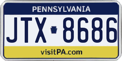 PA license plate JTX8686