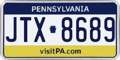 PA license plate JTX8689