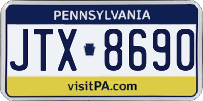 PA license plate JTX8690