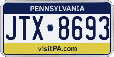 PA license plate JTX8693