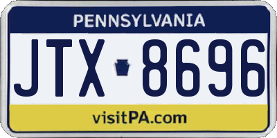 PA license plate JTX8696