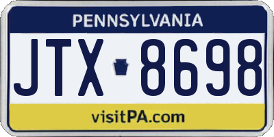 PA license plate JTX8698