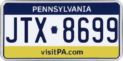 PA license plate JTX8699