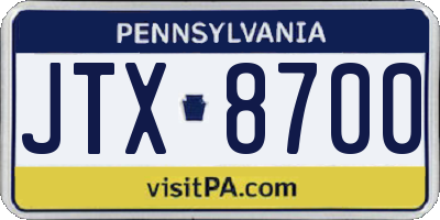 PA license plate JTX8700