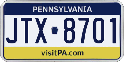 PA license plate JTX8701