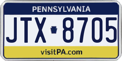 PA license plate JTX8705
