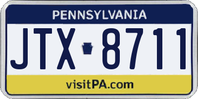 PA license plate JTX8711
