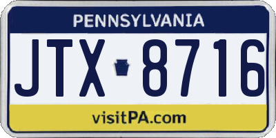 PA license plate JTX8716