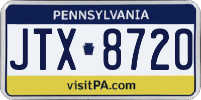 PA license plate JTX8720