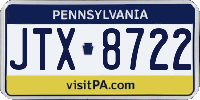 PA license plate JTX8722