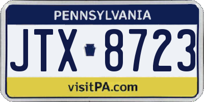 PA license plate JTX8723