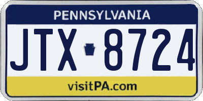 PA license plate JTX8724
