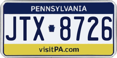 PA license plate JTX8726