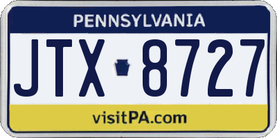 PA license plate JTX8727
