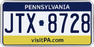 PA license plate JTX8728
