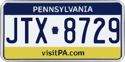 PA license plate JTX8729