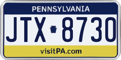 PA license plate JTX8730