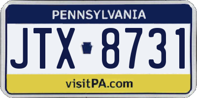 PA license plate JTX8731