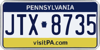 PA license plate JTX8735