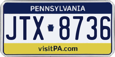 PA license plate JTX8736
