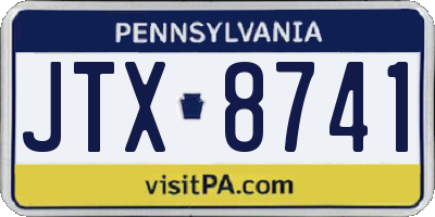 PA license plate JTX8741