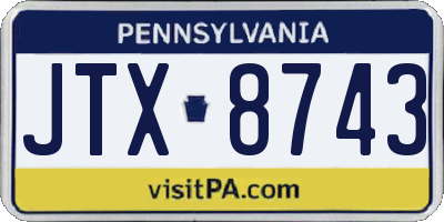 PA license plate JTX8743