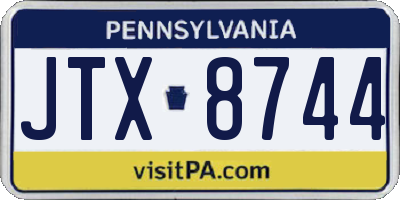PA license plate JTX8744