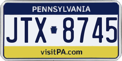 PA license plate JTX8745