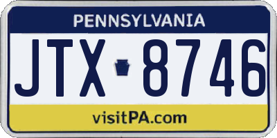 PA license plate JTX8746