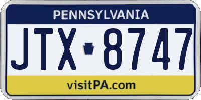 PA license plate JTX8747