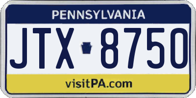 PA license plate JTX8750