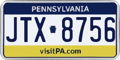 PA license plate JTX8756