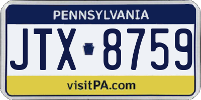 PA license plate JTX8759