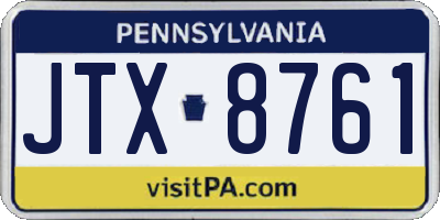 PA license plate JTX8761