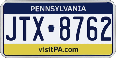 PA license plate JTX8762