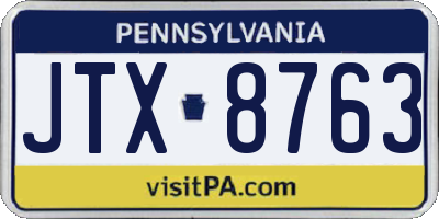 PA license plate JTX8763
