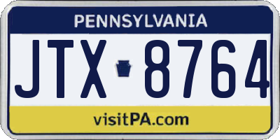 PA license plate JTX8764