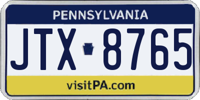 PA license plate JTX8765