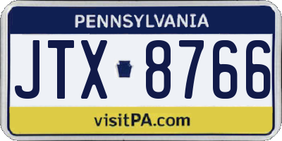 PA license plate JTX8766