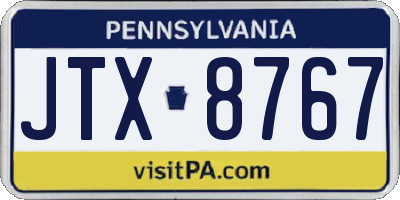 PA license plate JTX8767