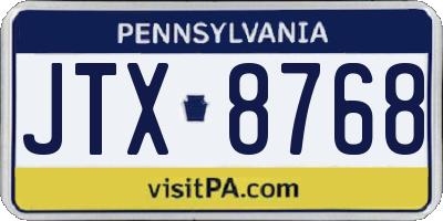 PA license plate JTX8768