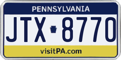 PA license plate JTX8770