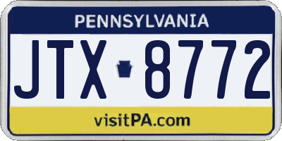 PA license plate JTX8772