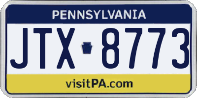 PA license plate JTX8773