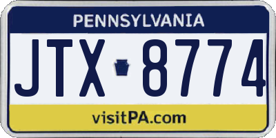 PA license plate JTX8774
