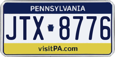 PA license plate JTX8776